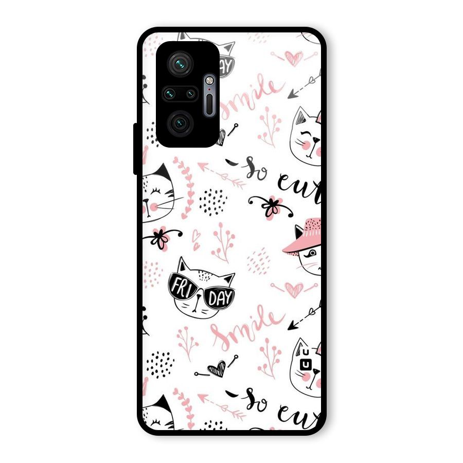 Cute Cat Swag Glass Back Case for Redmi Note 10 Pro