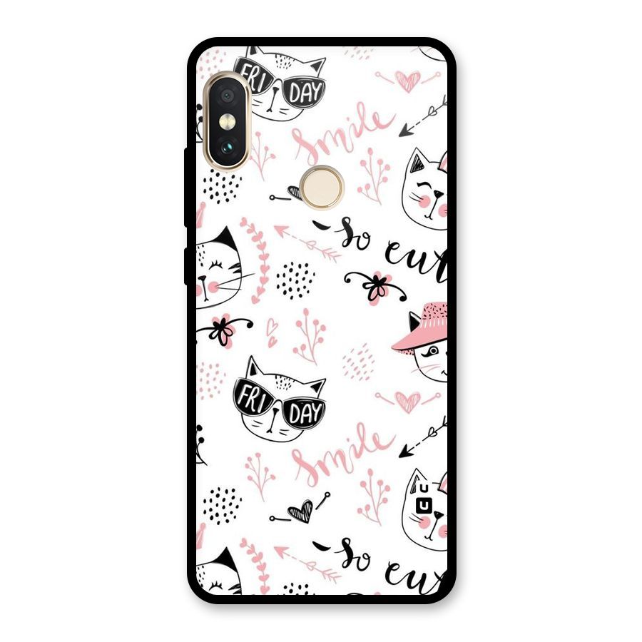 Cute Cat Swag Glass Back Case for Redmi Note 5 Pro