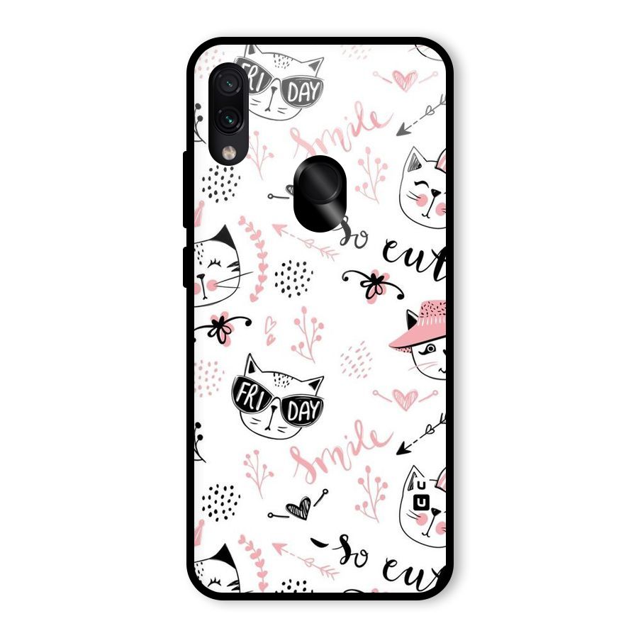 Cute Cat Swag Glass Back Case for Redmi Note 7 Pro