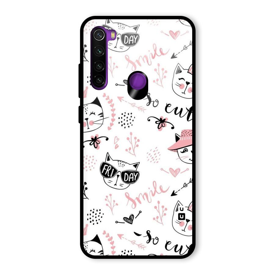 Cute Cat Swag Glass Back Case for Redmi Note 8