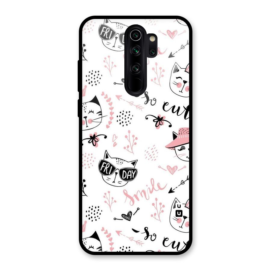 Cute Cat Swag Glass Back Case for Redmi Note 8 Pro