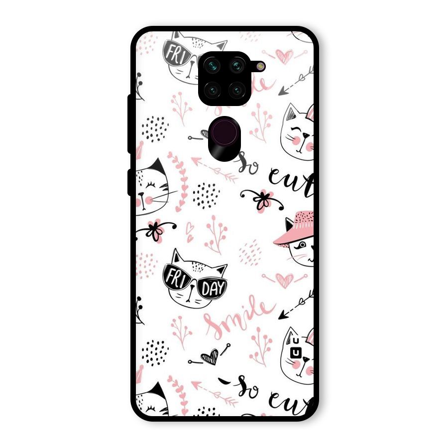 Cute Cat Swag Glass Back Case for Redmi Note 9