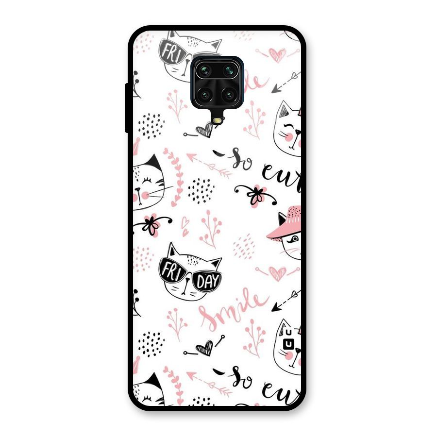 Cute Cat Swag Glass Back Case for Redmi Note 9 Pro