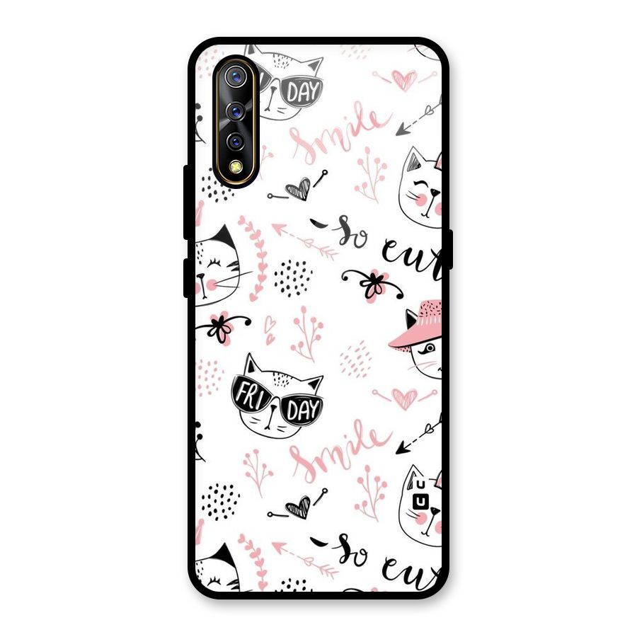 Cute Cat Swag Glass Back Case for Vivo S1