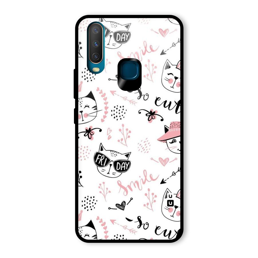 Cute Cat Swag Glass Back Case for Vivo U10