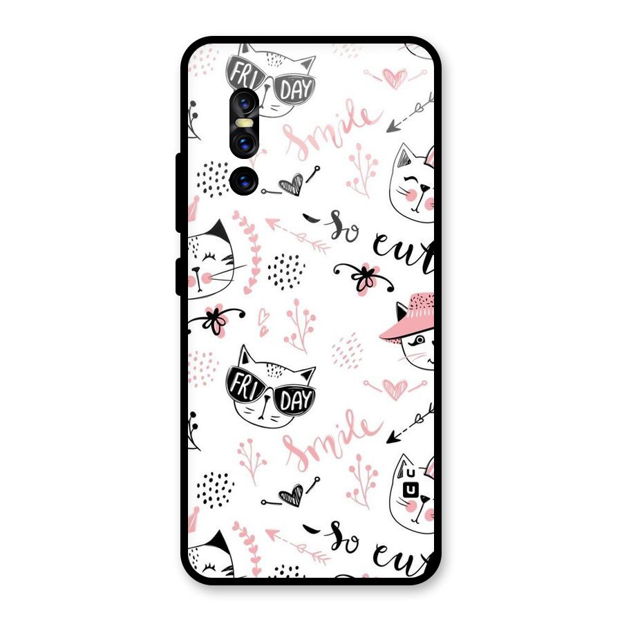 Cute Cat Swag Glass Back Case for Vivo V15 Pro