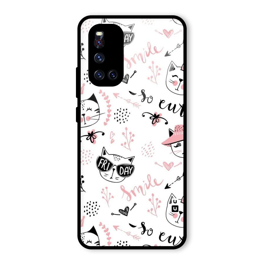 Cute Cat Swag Glass Back Case for Vivo V19