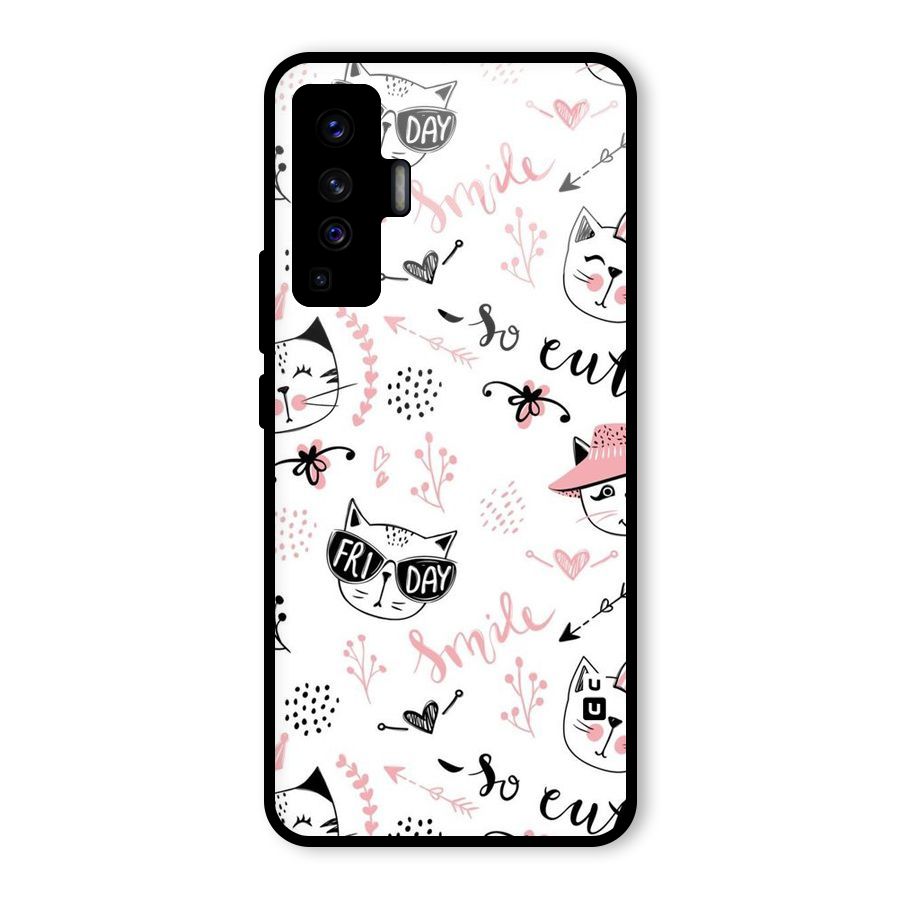 Cute Cat Swag Glass Back Case for Vivo X50
