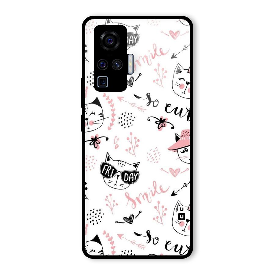 Cute Cat Swag Glass Back Case for Vivo X50 Pro