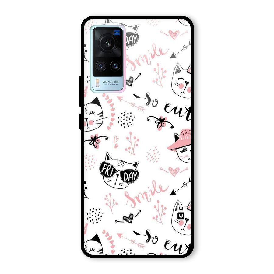 Cute Cat Swag Glass Back Case for Vivo X60