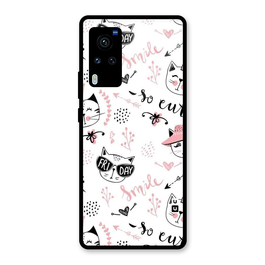 Cute Cat Swag Glass Back Case for Vivo X60 Pro