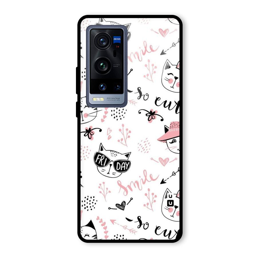Cute Cat Swag Glass Back Case for Vivo X60 Pro Plus