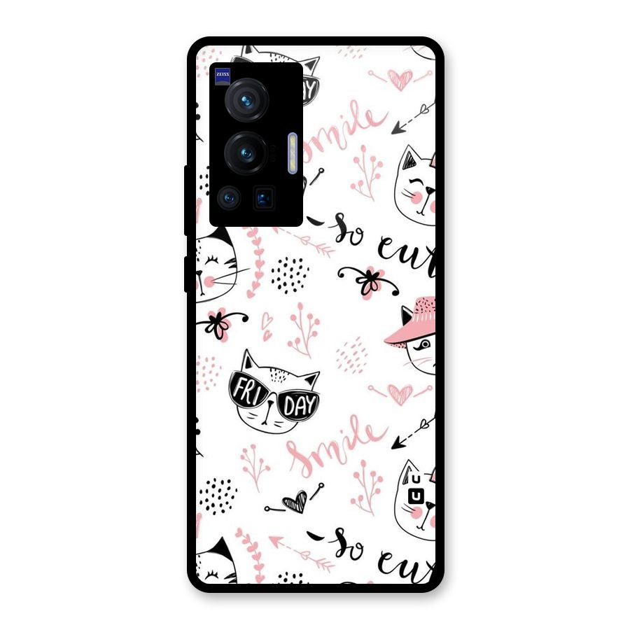 Cute Cat Swag Glass Back Case for Vivo X70 Pro