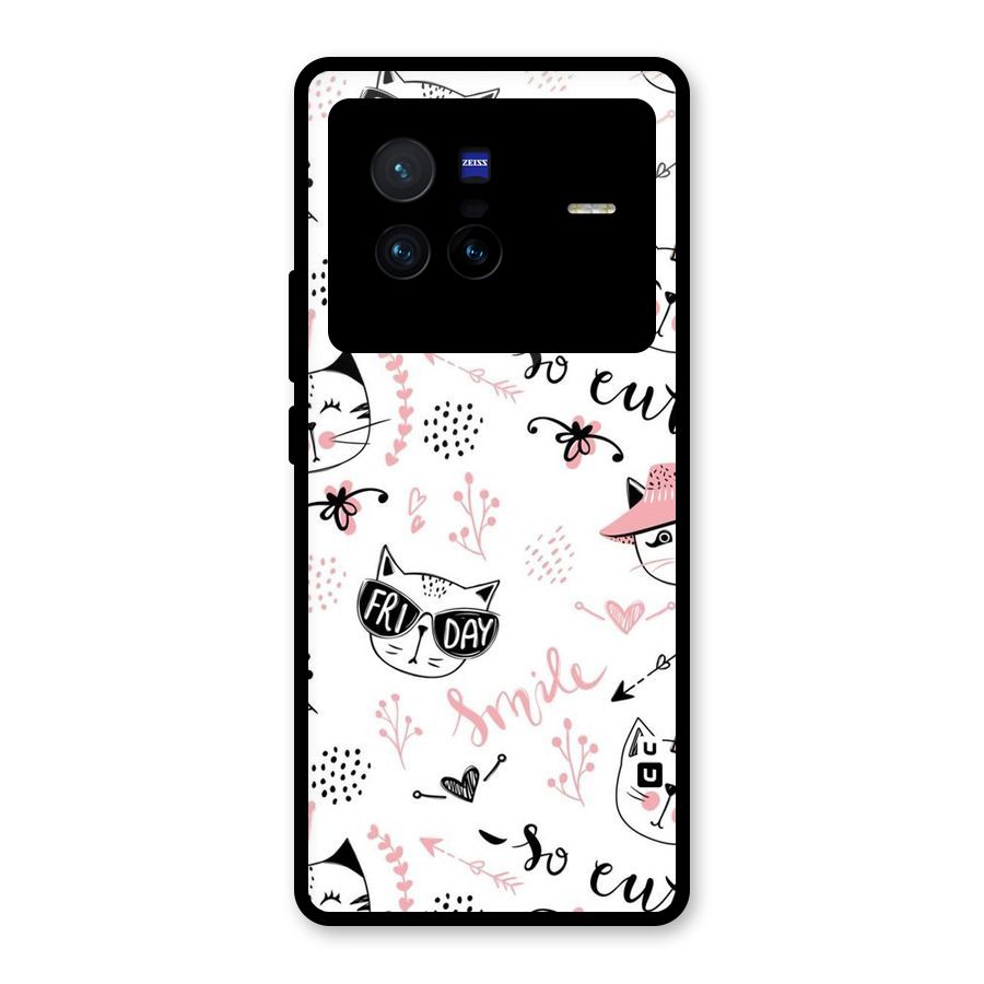 Cute Cat Swag Glass Back Case for Vivo X80