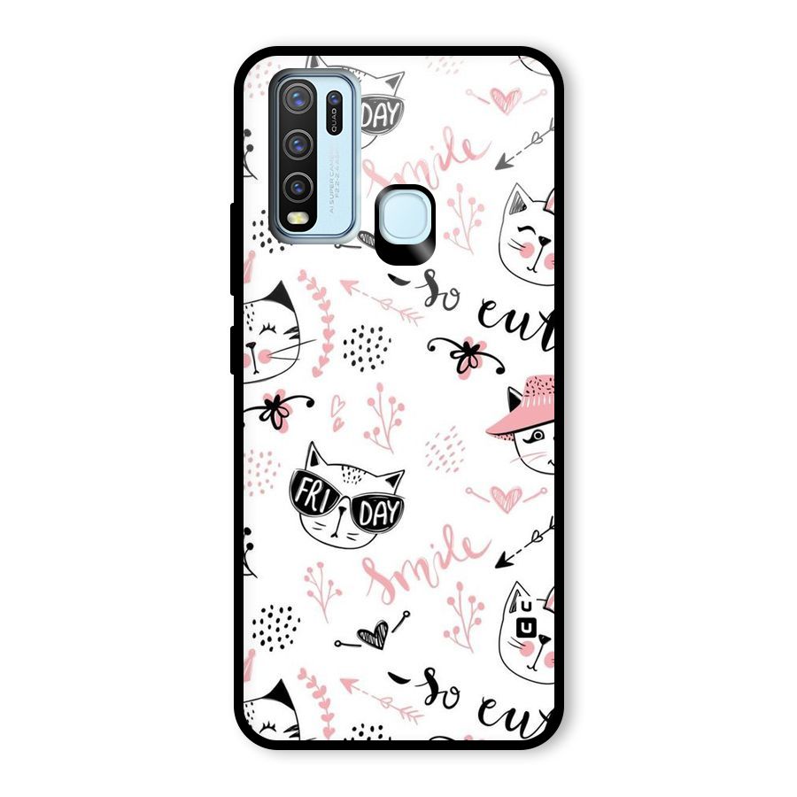 Cute Cat Swag Glass Back Case for Vivo Y50