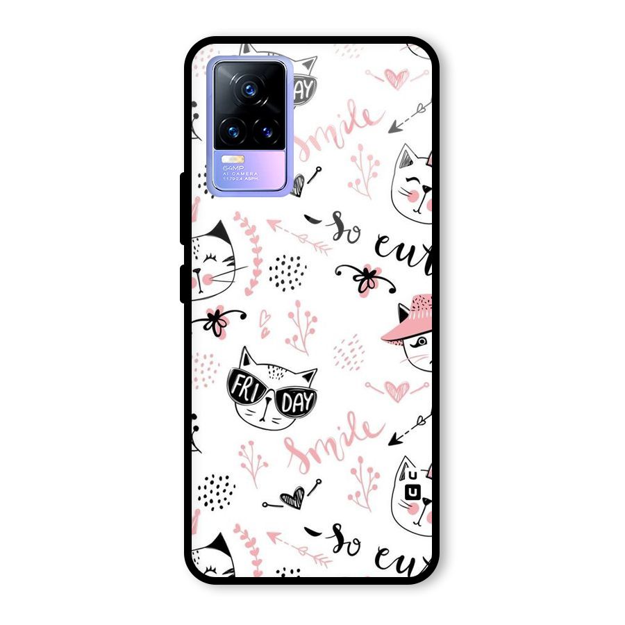 Cute Cat Swag Glass Back Case for Vivo Y73