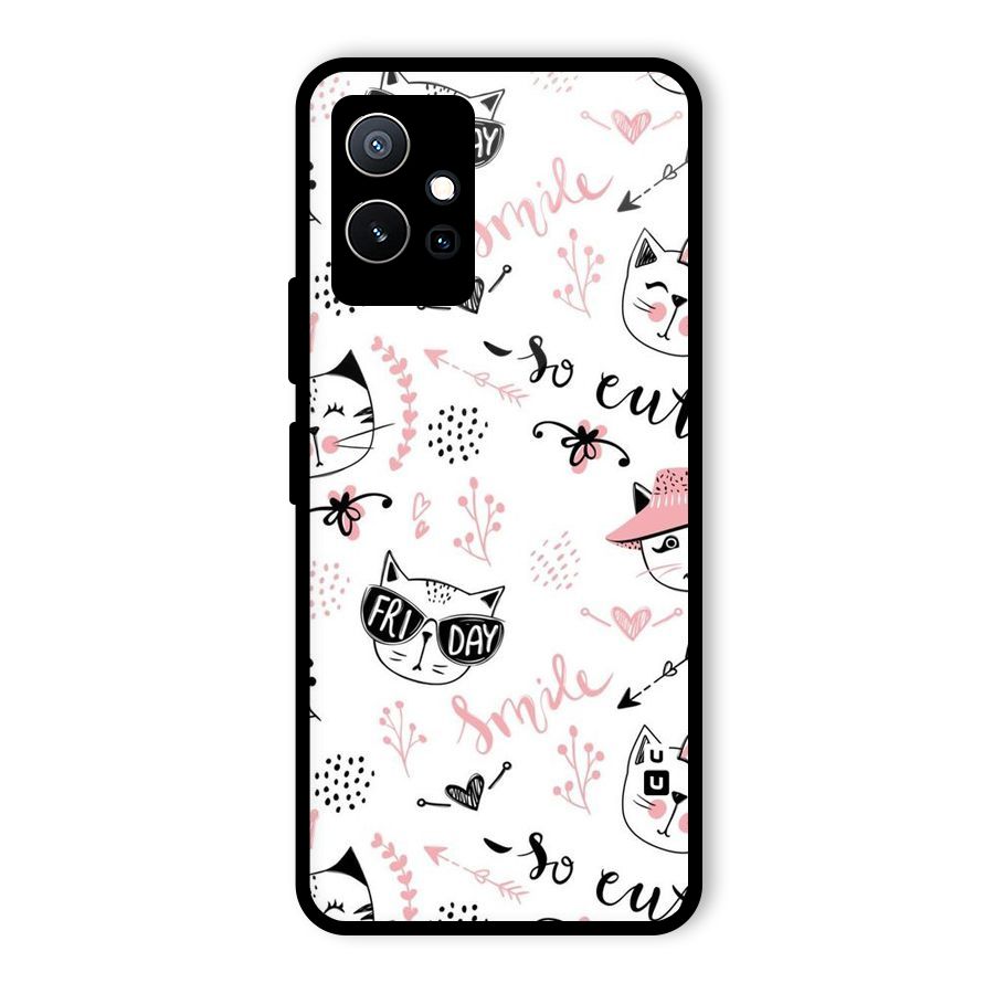 Cute Cat Swag Glass Back Case for Vivo Y75 5G