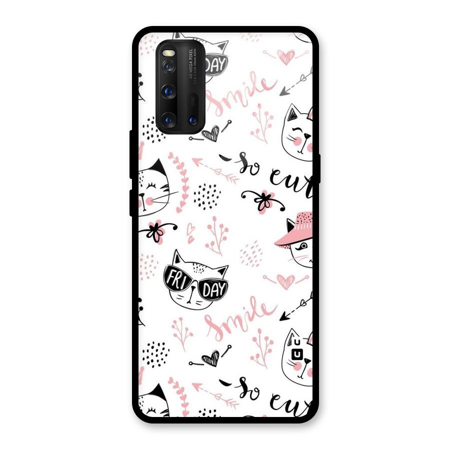 Cute Cat Swag Glass Back Case for Vivo iQOO 3