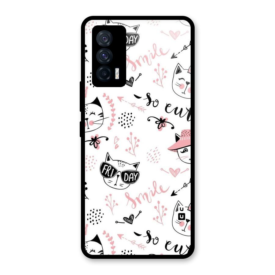 Cute Cat Swag Glass Back Case for Vivo iQOO 7 5G