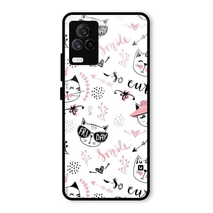 Cute Cat Swag Glass Back Case for Vivo iQOO 7 Legend 5G