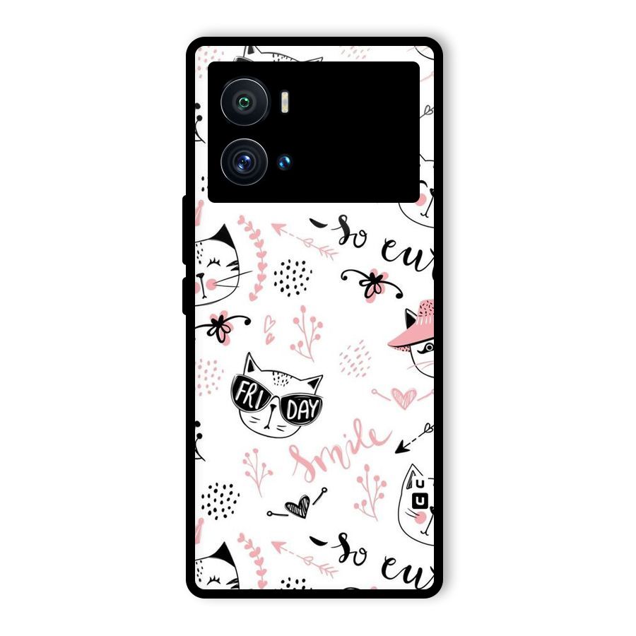 Cute Cat Swag Glass Back Case for Vivo iQOO 9 Pro