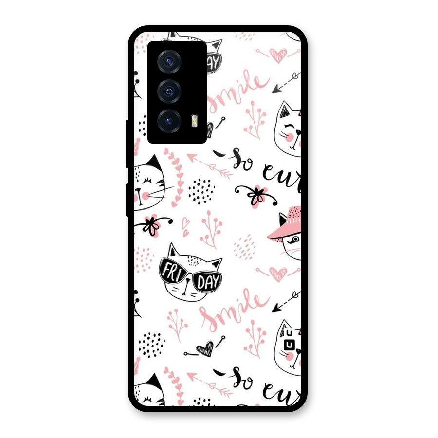Cute Cat Swag Glass Back Case for Vivo iQOO Z5
