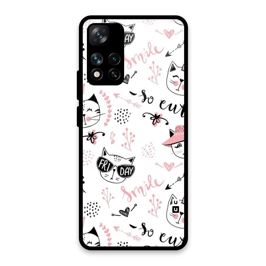 Cute Cat Swag Glass Back Case for Xiaomi 11i HyperCharge 5G