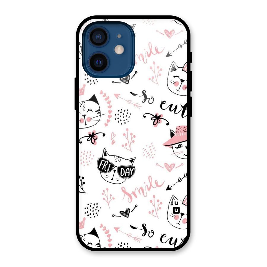 Cute Cat Swag Glass Back Case for iPhone 12 Mini
