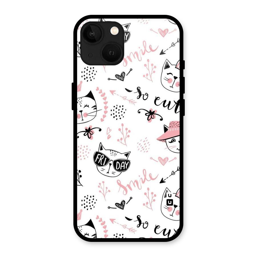 Cute Cat Swag Glass Back Case for iPhone 13