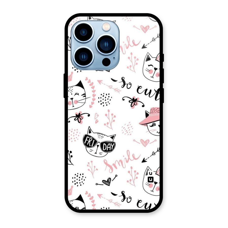 Cute Cat Swag Glass Back Case for iPhone 13 Pro