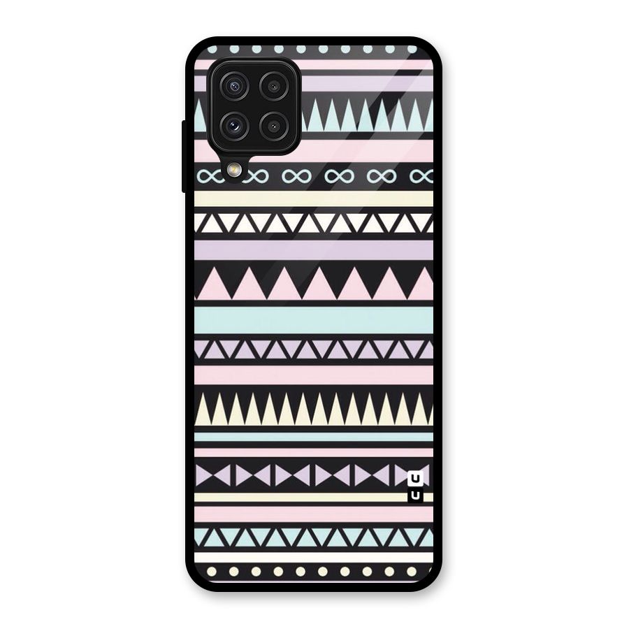 Cute Chev Pattern Glass Back Case for Galaxy A22 4G