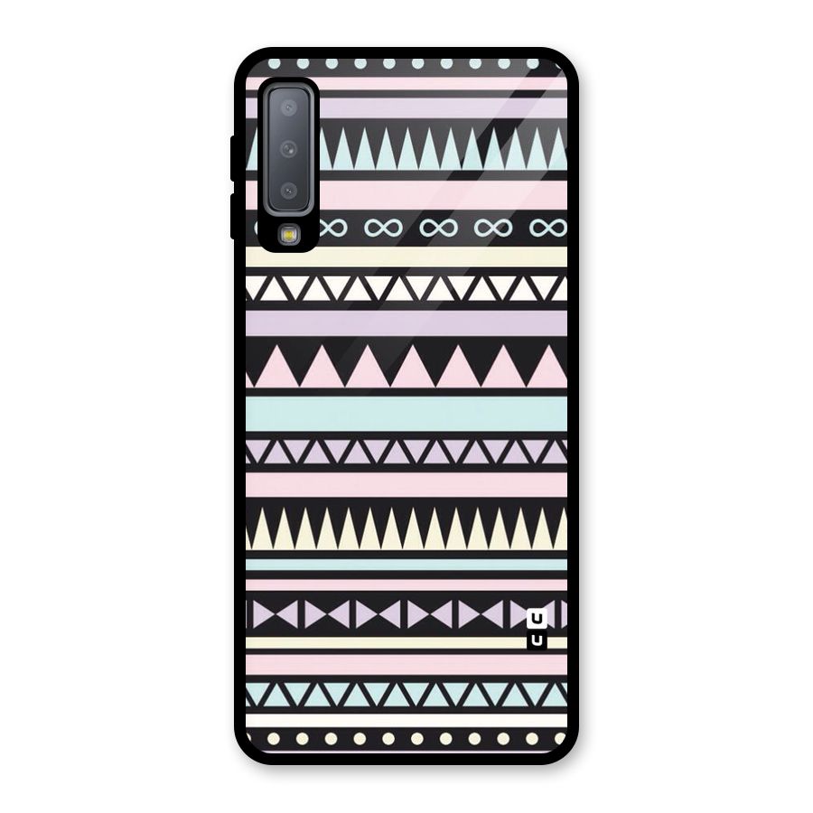 Cute Chev Pattern Glass Back Case for Galaxy A7 (2018)