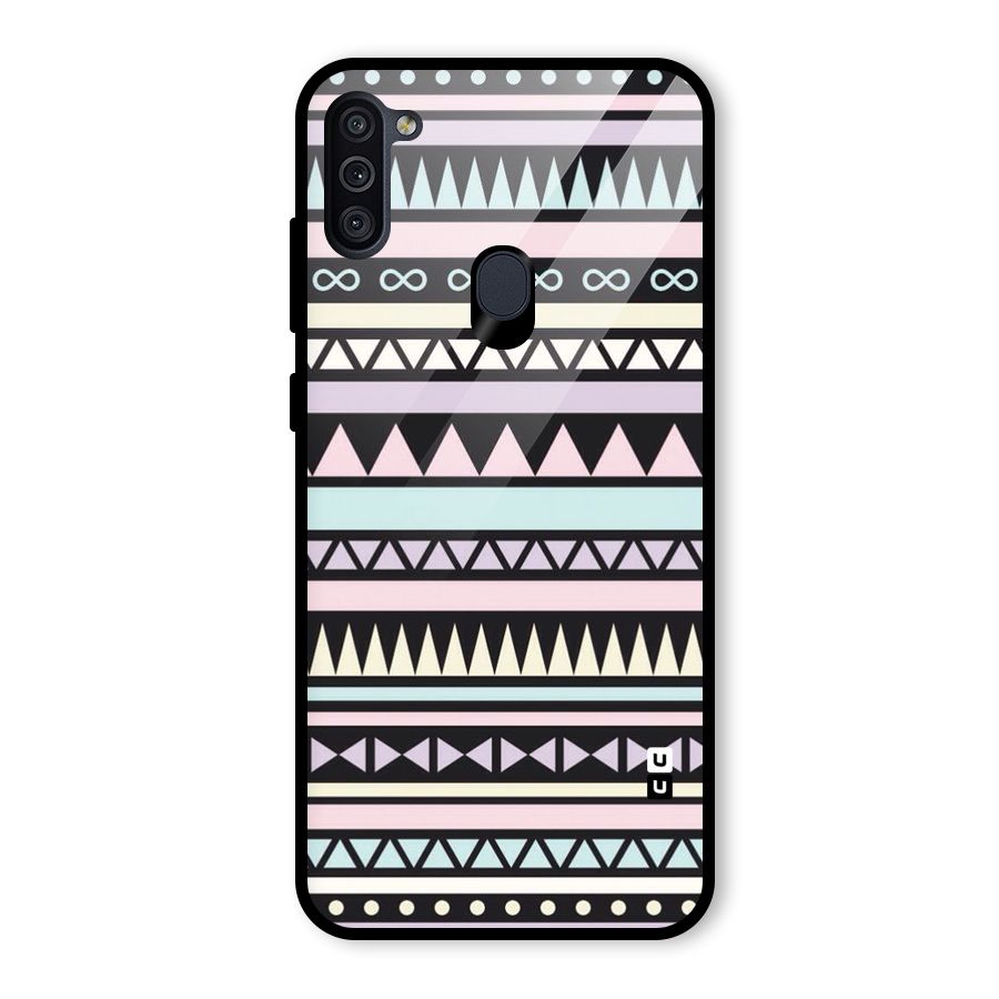 Cute Chev Pattern Glass Back Case for Galaxy M11