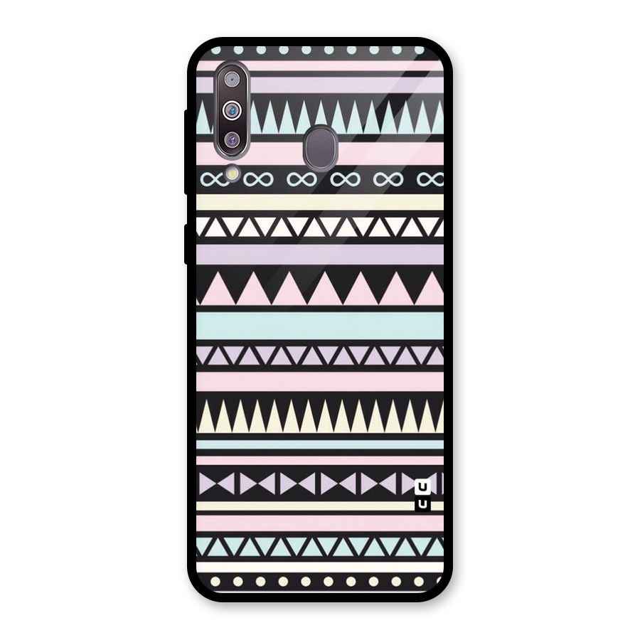 Cute Chev Pattern Glass Back Case for Galaxy M30