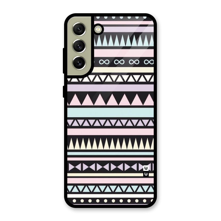Cute Chev Pattern Glass Back Case for Galaxy S21 FE 5G