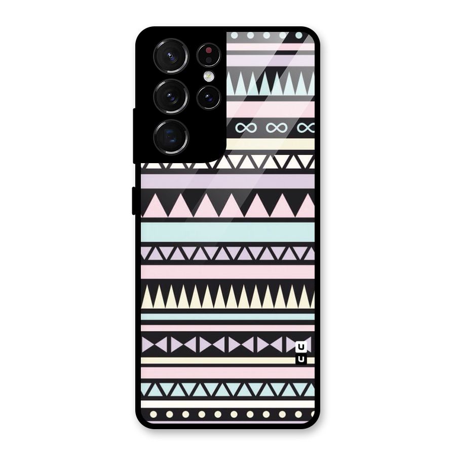 Cute Chev Pattern Glass Back Case for Galaxy S21 Ultra 5G