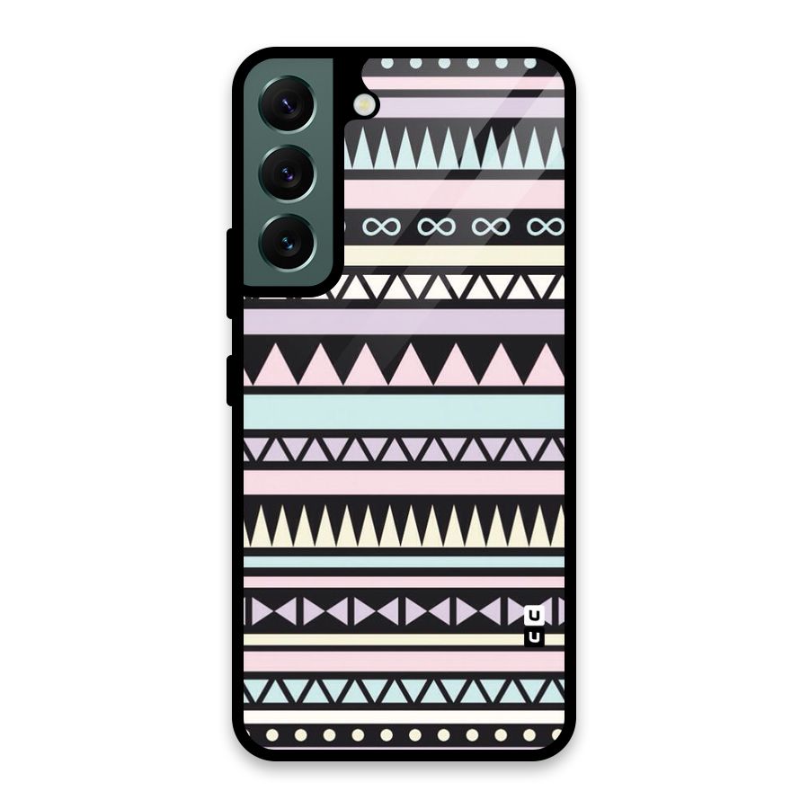 Cute Chev Pattern Glass Back Case for Galaxy S22 5G