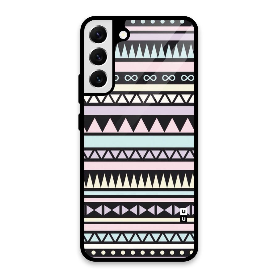 Cute Chev Pattern Glass Back Case for Galaxy S22 Plus 5G