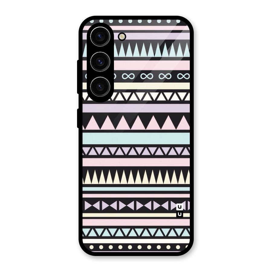 Cute Chev Pattern Glass Back Case for Galaxy S23