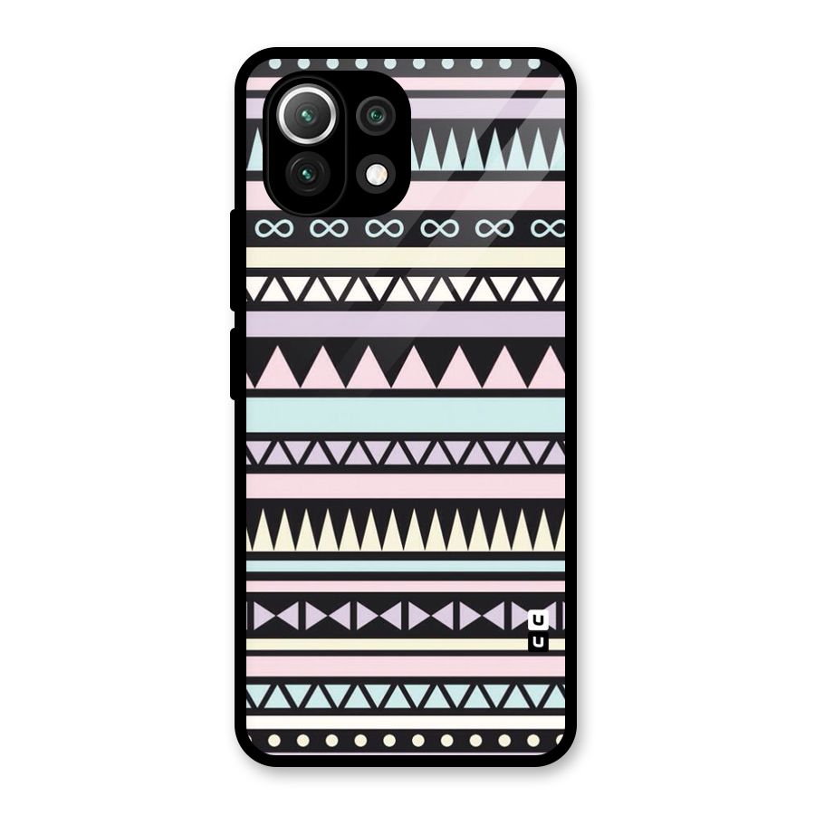 Cute Chev Pattern Glass Back Case for Mi 11 Lite NE 5G