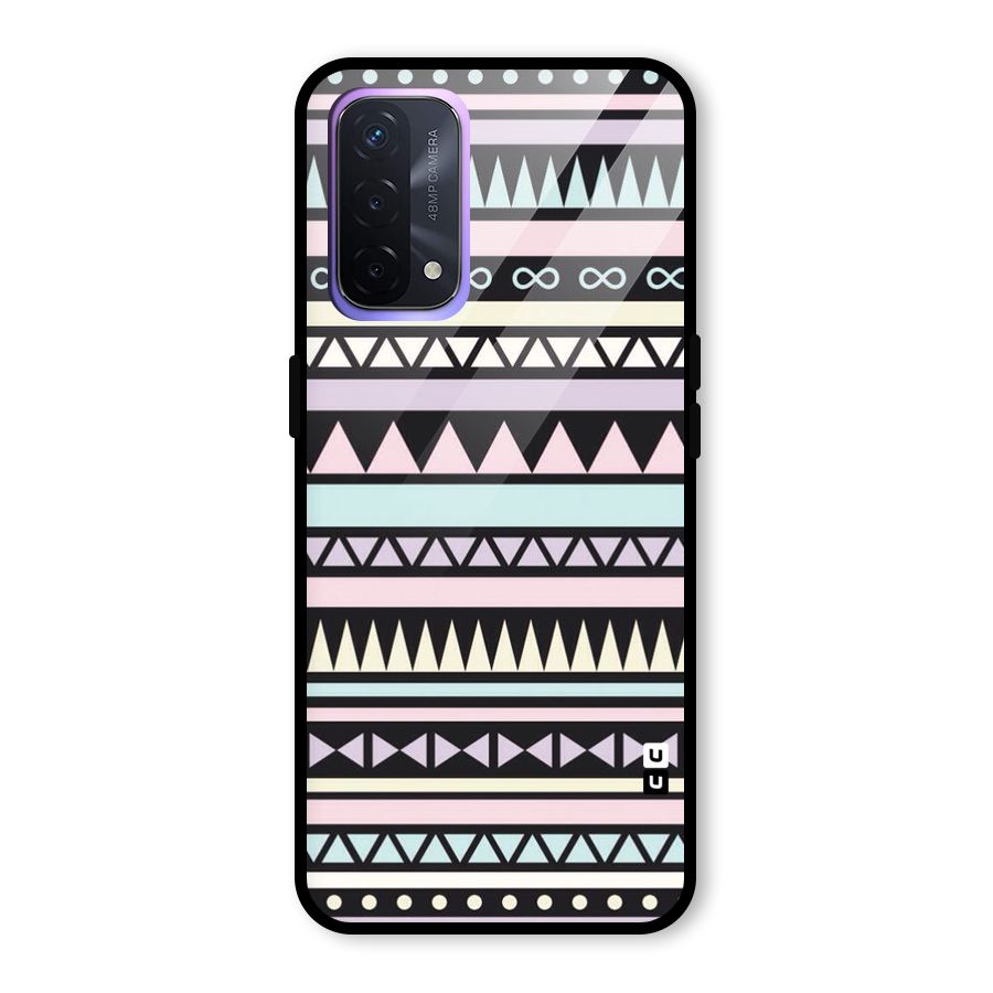 Cute Chev Pattern Glass Back Case for Oppo A74 5G