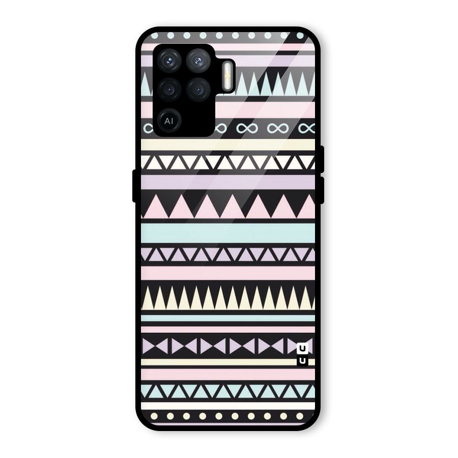 Cute Chev Pattern Glass Back Case for Oppo F19 Pro