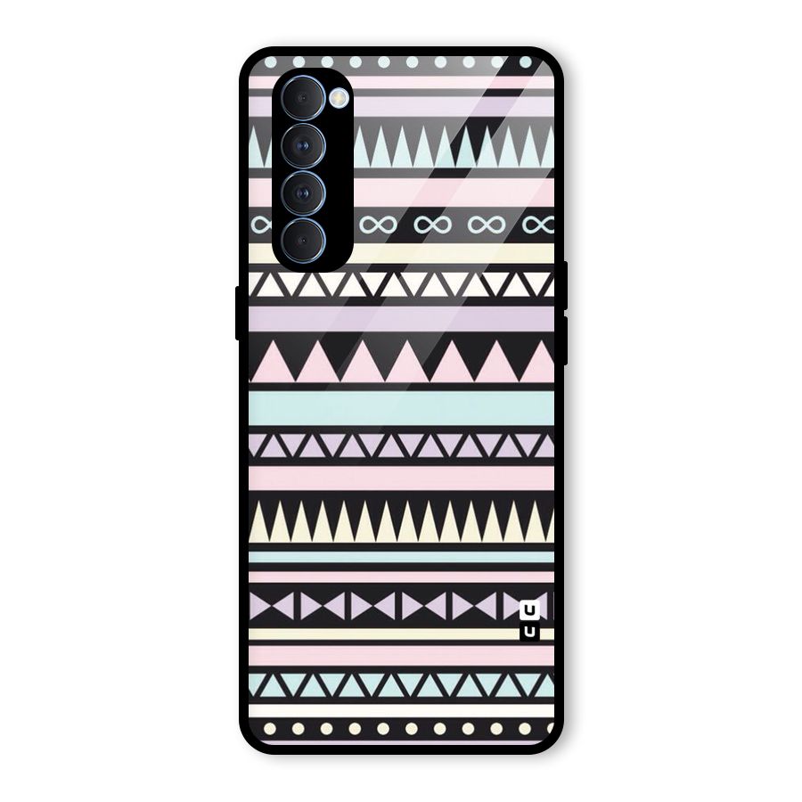 Cute Chev Pattern Glass Back Case for Oppo Reno4 Pro