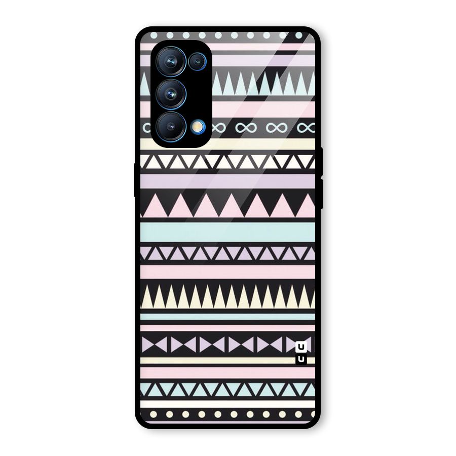 Cute Chev Pattern Glass Back Case for Oppo Reno5 Pro 5G