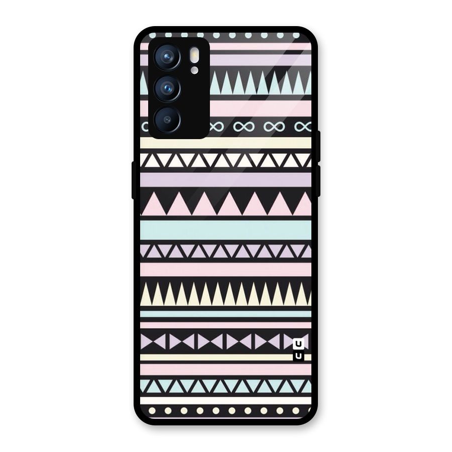 Cute Chev Pattern Glass Back Case for Oppo Reno6 5G