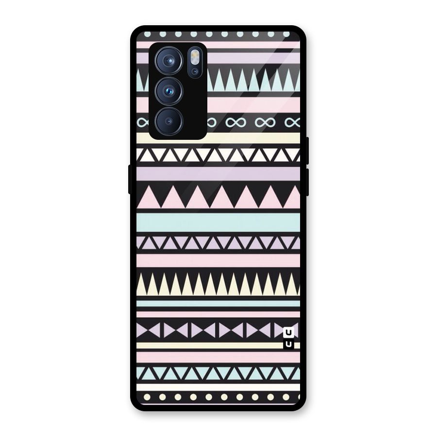 Cute Chev Pattern Glass Back Case for Oppo Reno6 Pro 5G
