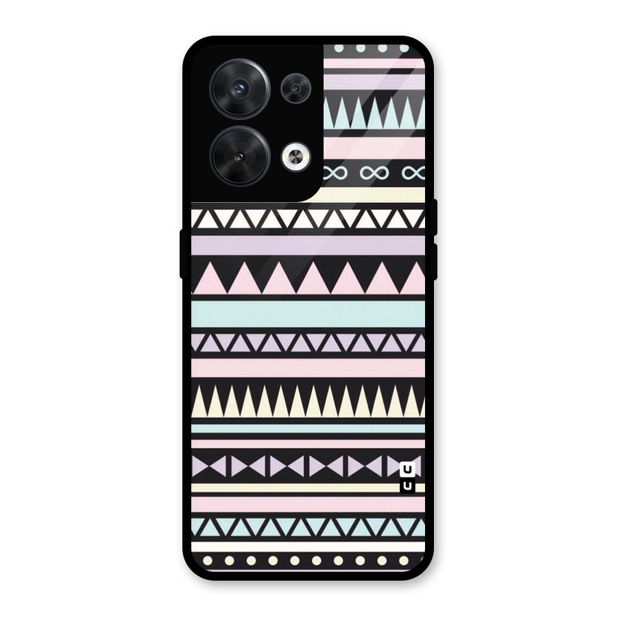 Cute Chev Pattern Glass Back Case for Oppo Reno8 5G