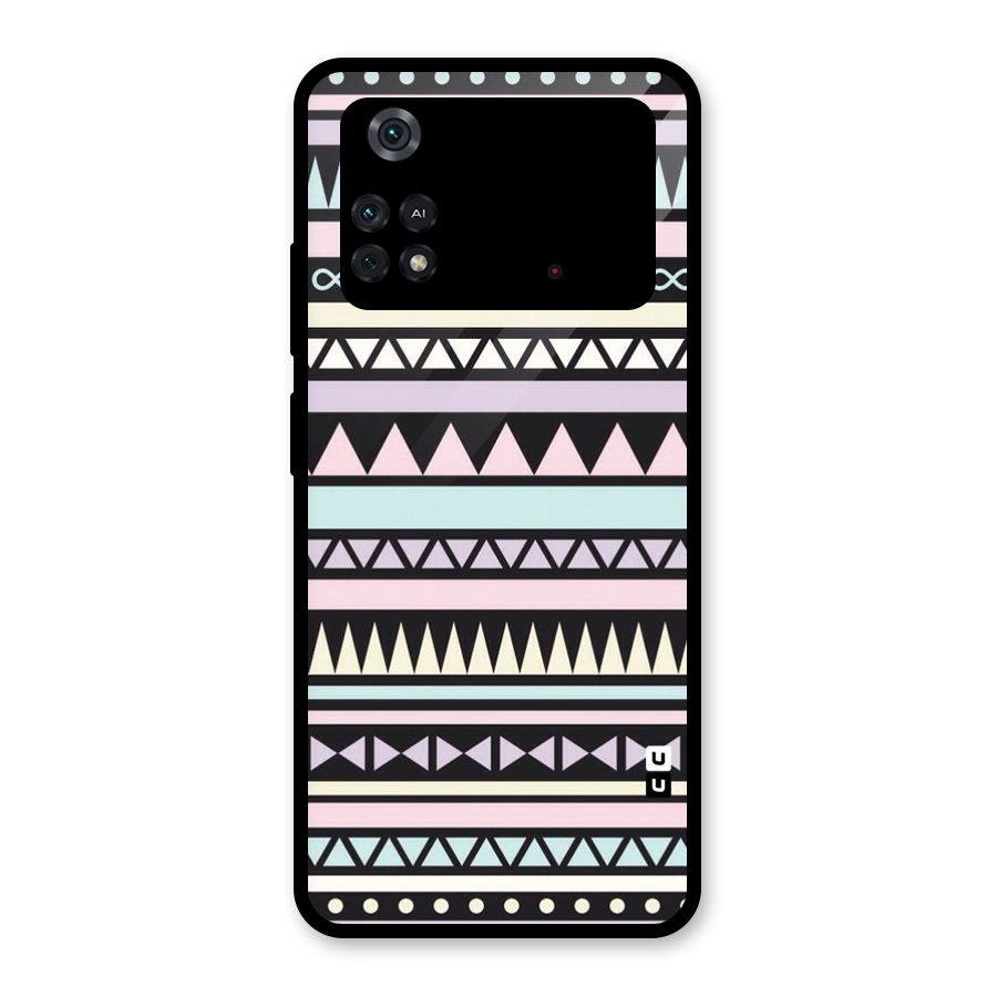 Cute Chev Pattern Glass Back Case for Poco M4 Pro 4G