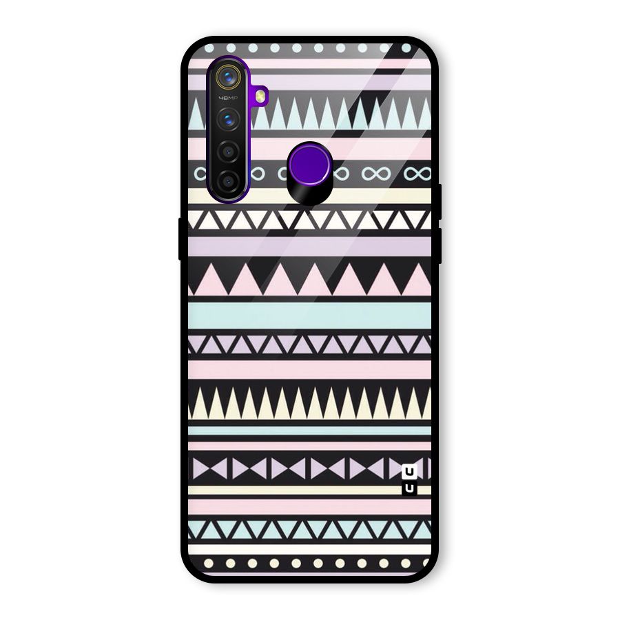 Cute Chev Pattern Glass Back Case for Realme 5 Pro