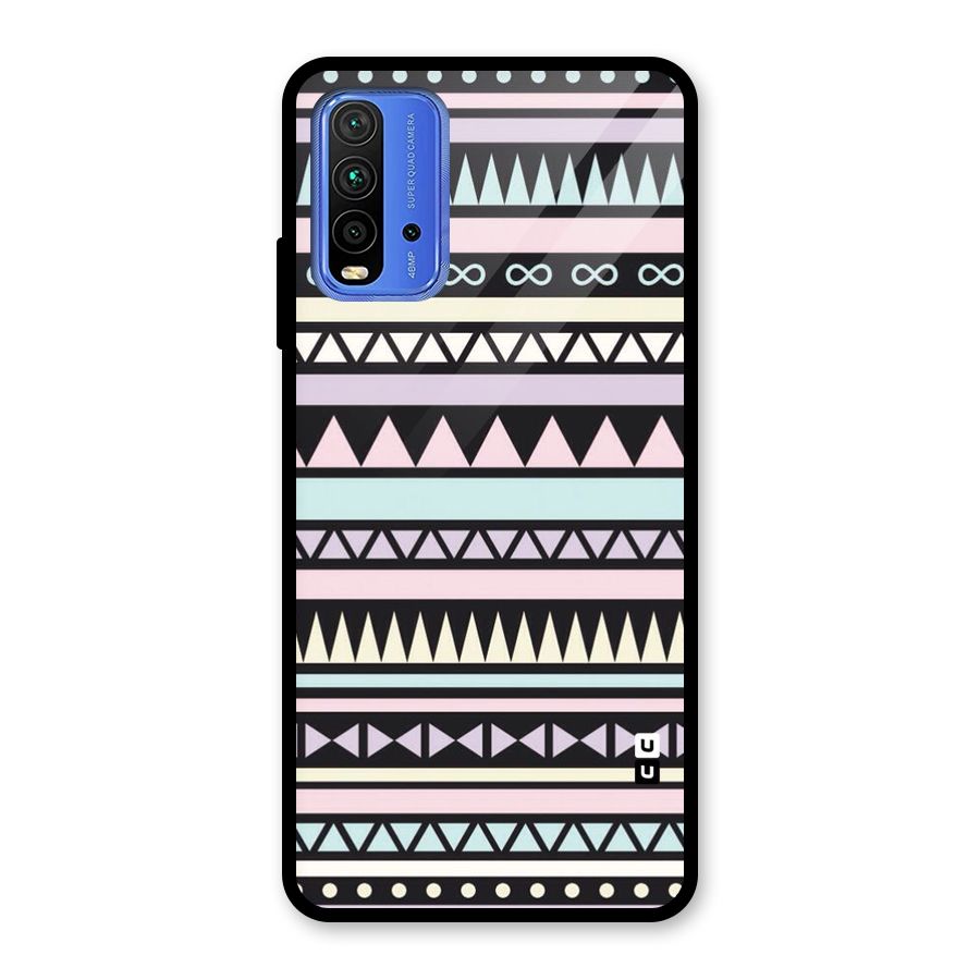 Cute Chev Pattern Glass Back Case for Redmi 9 Power